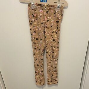 Girls' Tan Floral Print Stretch Leggings